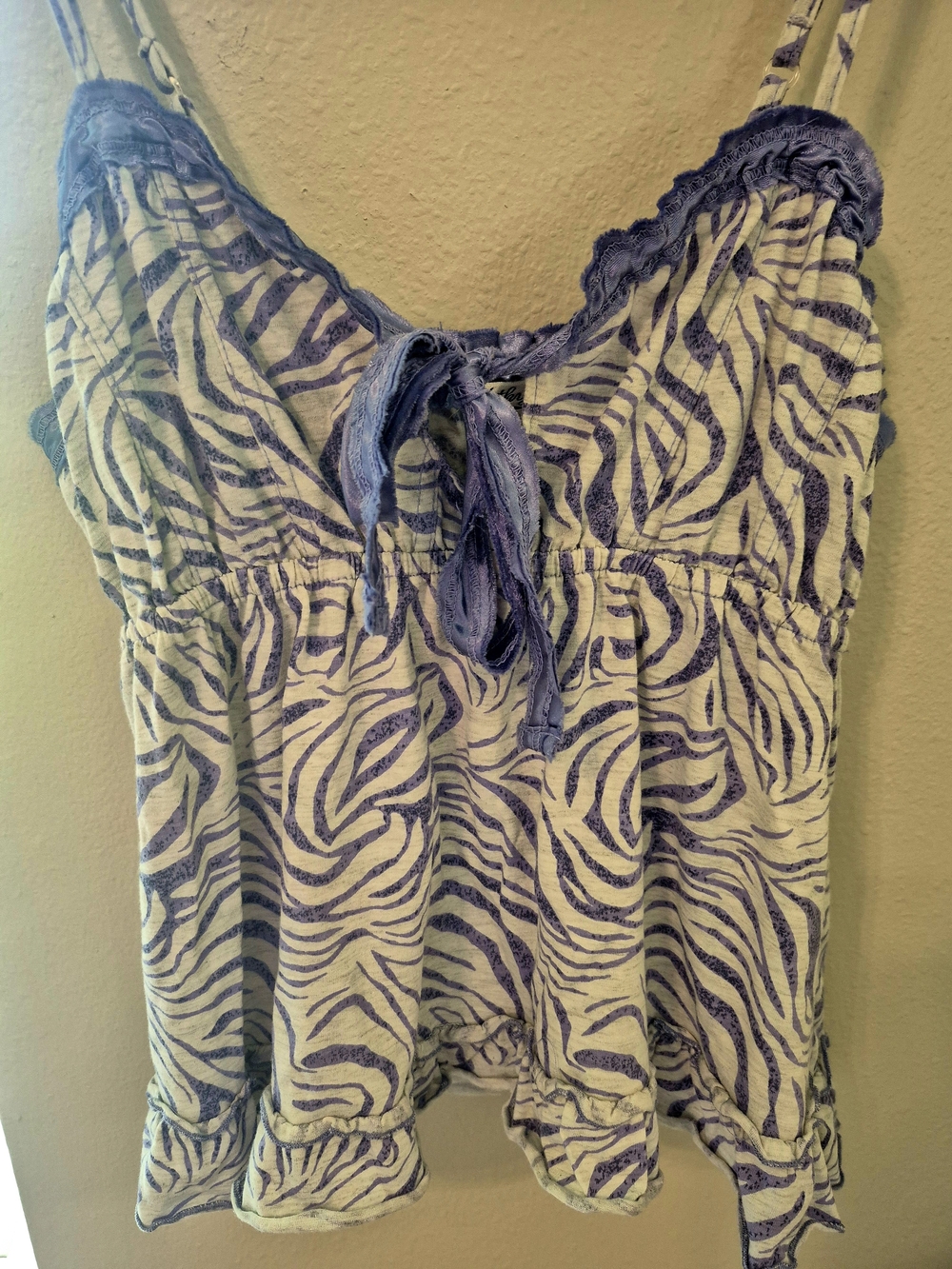 Y2K Lavender and White Zebra-Print Camisole